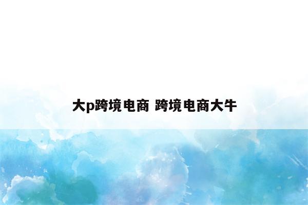 大p跨境电商 跨境电商大牛
