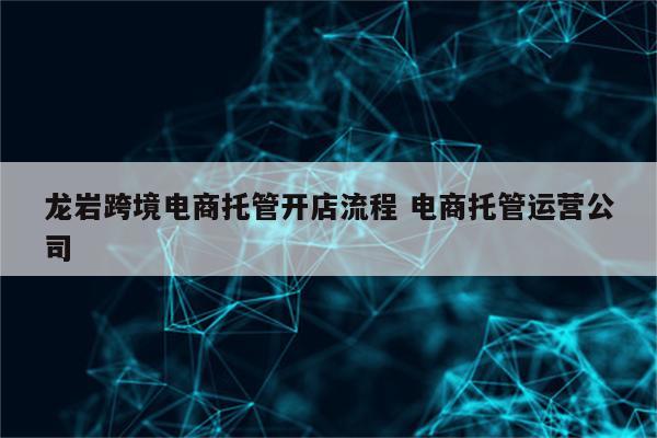 龙岩跨境电商托管开店流程 电商托管运营公司