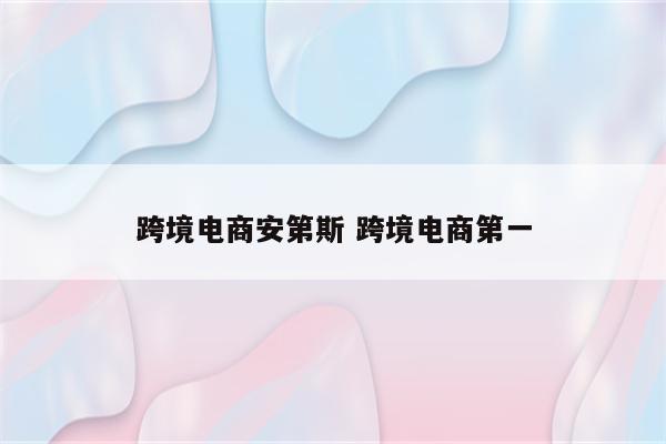 跨境电商安第斯 跨境电商第一