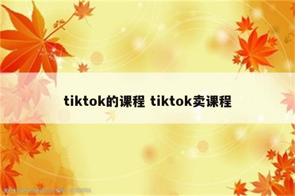 tiktok的课程 tiktok卖课程