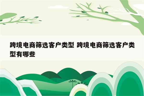 跨境电商筛选客户类型 跨境电商筛选客户类型有哪些