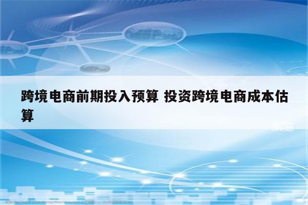 跨境电商前期投入预算 投资跨境电商成本估算