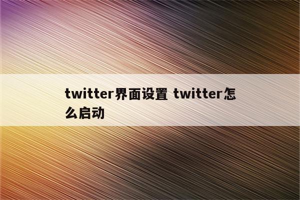 twitter界面设置 twitter怎么启动