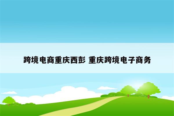 跨境电商重庆西彭 重庆跨境电子商务