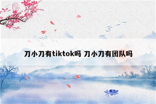 刀小刀有tiktok吗 刀小刀有团队吗