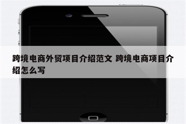 跨境电商外贸项目介绍范文 跨境电商项目介绍怎么写
