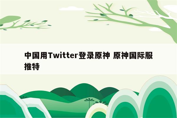 中国用Twitter登录原神 原神国际服推特