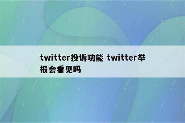 twitter投诉功能 twitter举报会看见吗