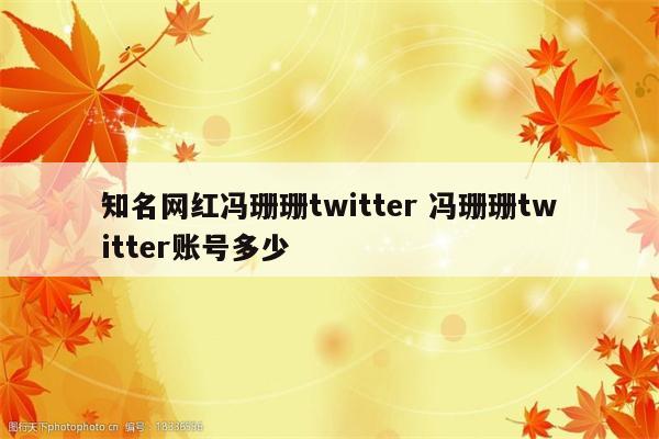 知名网红冯珊珊twitter 冯珊珊twitter账号多少