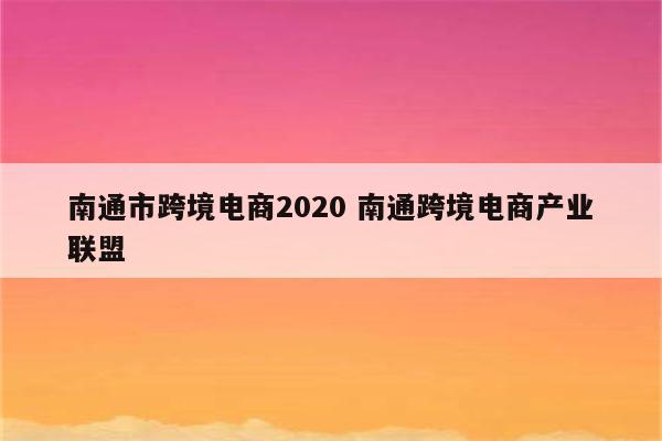 南通市跨境电商2020 南通跨境电商产业联盟