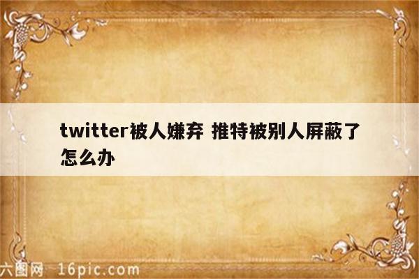 twitter被人嫌弃 推特被别人屏蔽了怎么办
