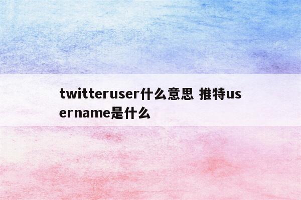 twitteruser什么意思 推特username是什么