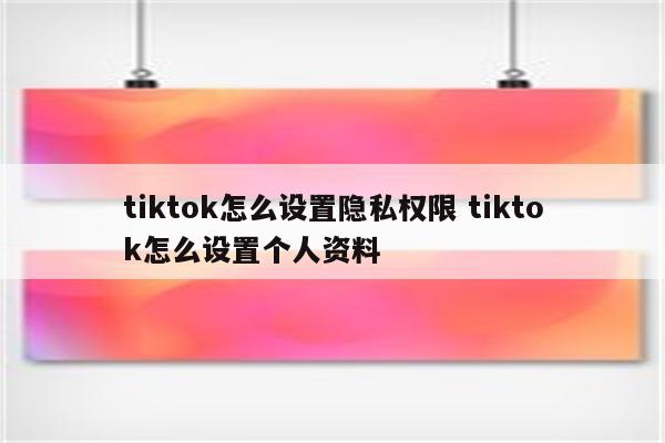 tiktok怎么设置隐私权限 tiktok怎么设置个人资料