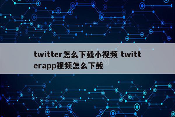 twitter怎么下载小视频 twitterapp视频怎么下载