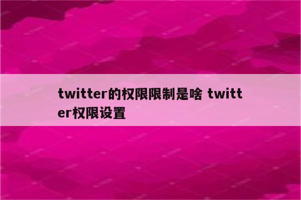 twitter的权限限制是啥 twitter权限设置