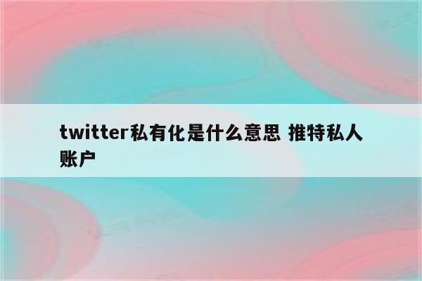 twitter私有化是什么意思 推特私人账户