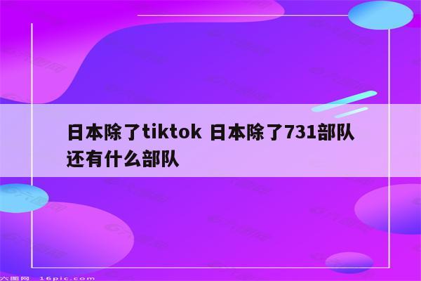 日本除了tiktok 日本除了731部队还有什么部队