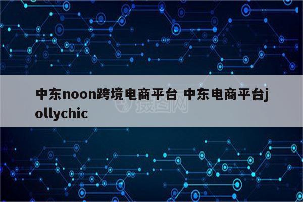 中东noon跨境电商平台 中东电商平台jollychic