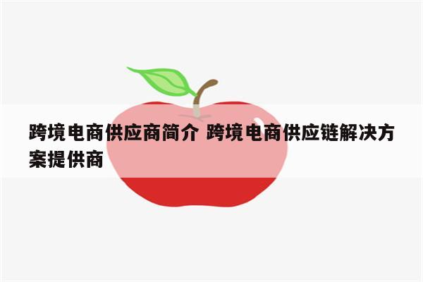 跨境电商供应商简介 跨境电商供应链解决方案提供商