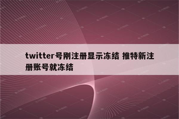 twitter号刚注册显示冻结 推特新注册账号就冻结