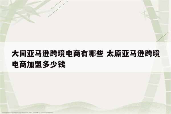 大同亚马逊跨境电商有哪些 太原亚马逊跨境电商加盟多少钱