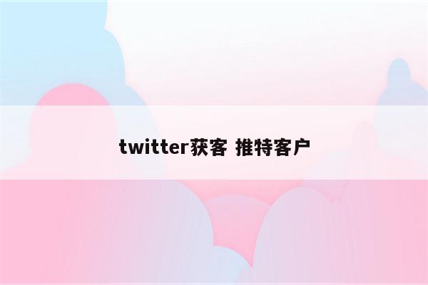 twitter获客 推特客户
