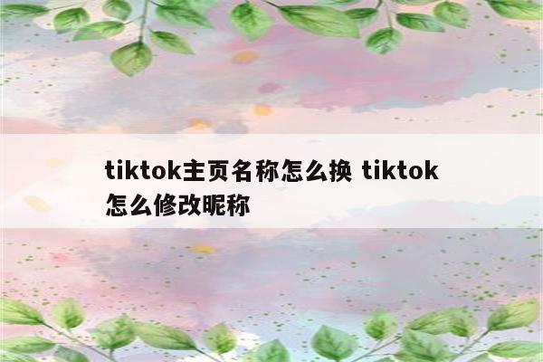 tiktok主页名称怎么换 tiktok怎么修改昵称