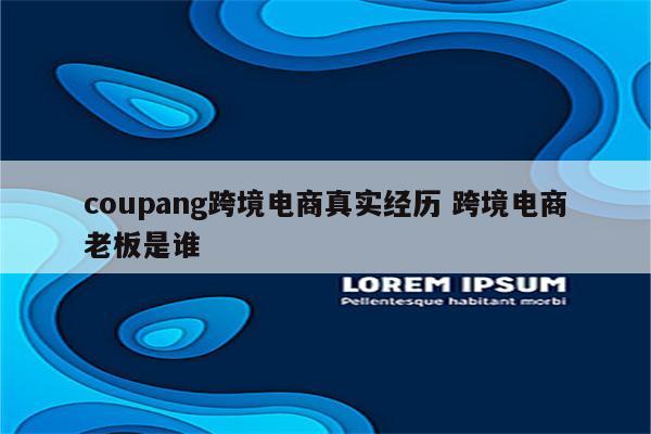 coupang跨境电商真实经历 跨境电商老板是谁