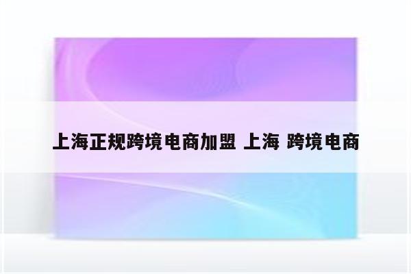 上海正规跨境电商加盟 上海 跨境电商