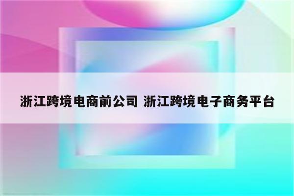 浙江跨境电商前公司 浙江跨境电子商务平台