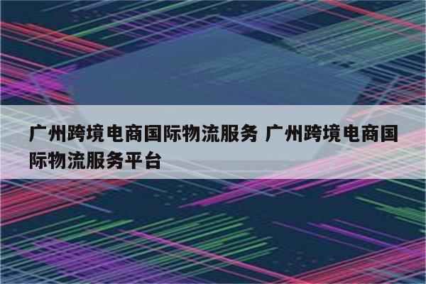 广州跨境电商国际物流服务 广州跨境电商国际物流服务平台
