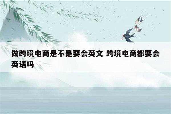 做跨境电商是不是要会英文 跨境电商都要会英语吗