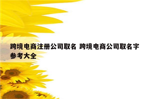 跨境电商注册公司取名 跨境电商公司取名字参考大全