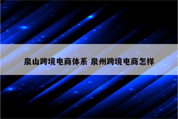泉山跨境电商体系 泉州跨境电商怎样