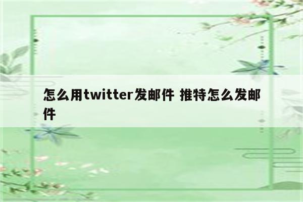 怎么用twitter发邮件 推特怎么发邮件