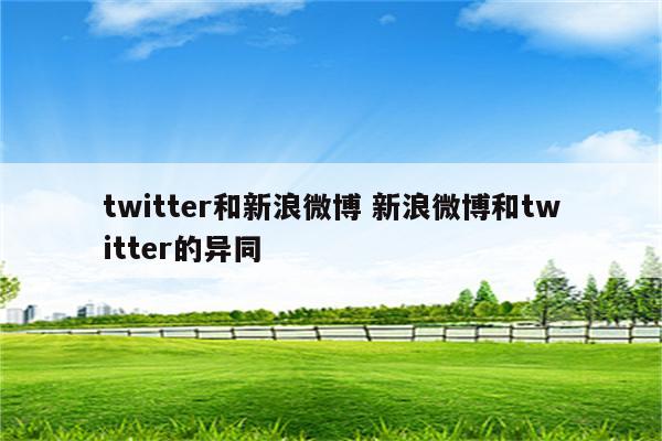 twitter和新浪微博 新浪微博和twitter的异同