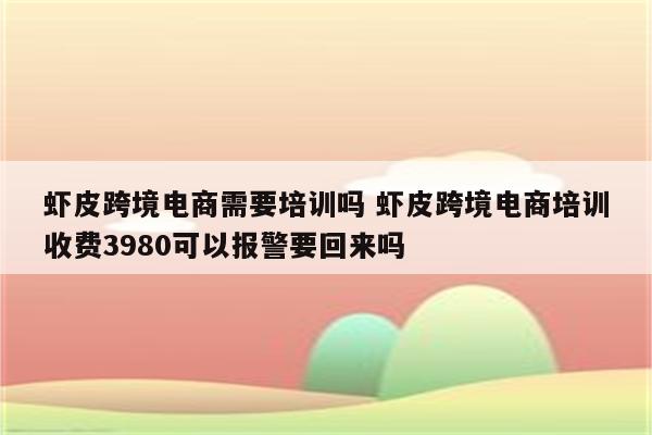 虾皮跨境电商需要培训吗 虾皮跨境电商培训收费3980可以报警要回来吗