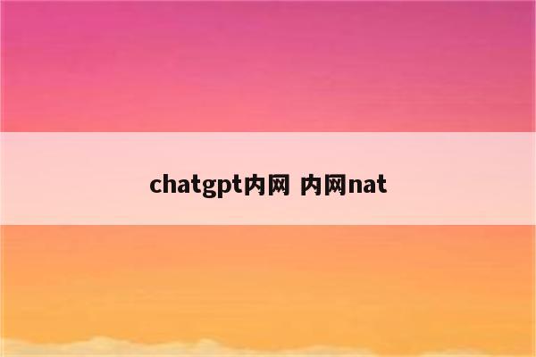 chatgpt内网 内网nat