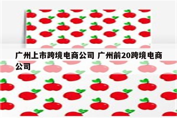 广州上市跨境电商公司 广州前20跨境电商公司