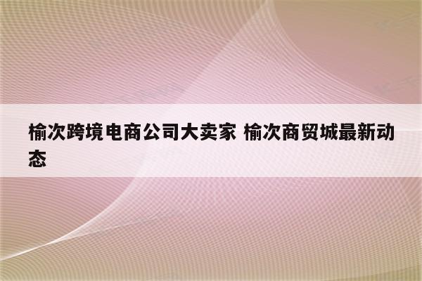 榆次跨境电商公司大卖家 榆次商贸城最新动态