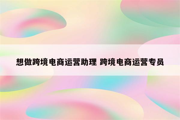 想做跨境电商运营助理 跨境电商运营专员