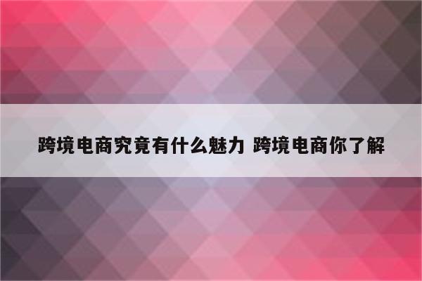 跨境电商究竟有什么魅力 跨境电商你了解