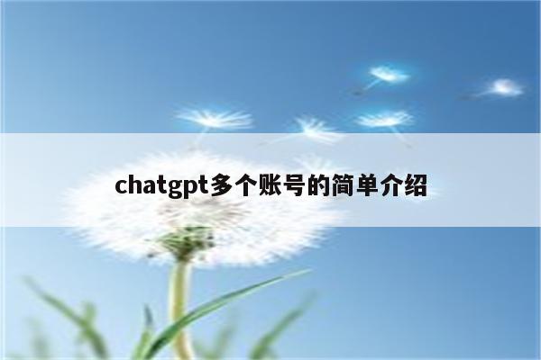 chatgpt多个账号的简单介绍
