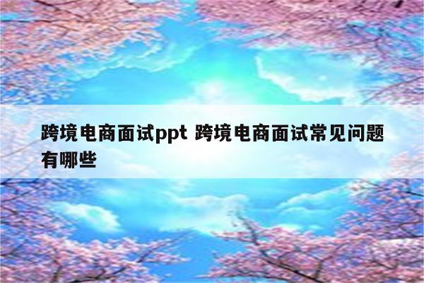 跨境电商面试ppt 跨境电商面试常见问题有哪些