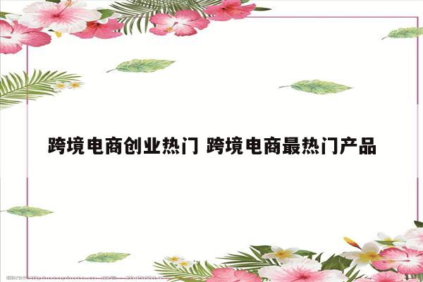 跨境电商创业热门 跨境电商最热门产品