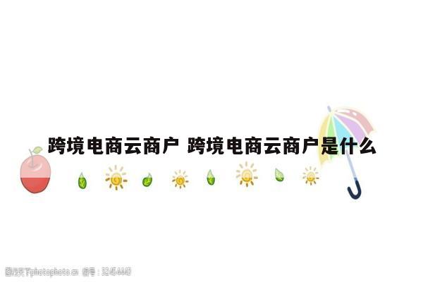 跨境电商云商户 跨境电商云商户是什么