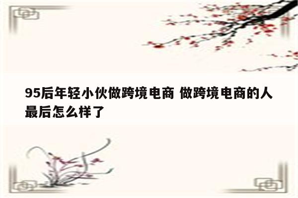 95后年轻小伙做跨境电商 做跨境电商的人最后怎么样了