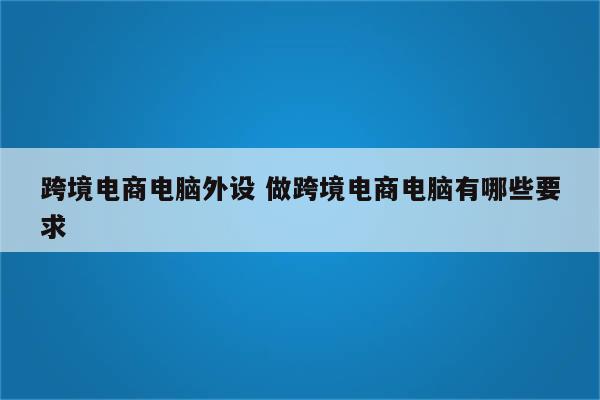 跨境电商电脑外设 做跨境电商电脑有哪些要求
