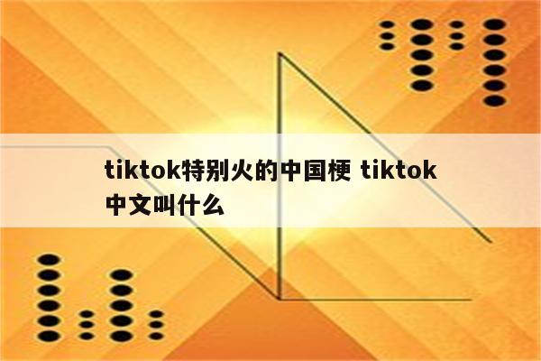 tiktok特别火的中国梗 tiktok中文叫什么