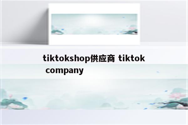 tiktokshop供应商 tiktok company